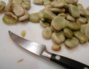 Fava Beans With Paring Knife